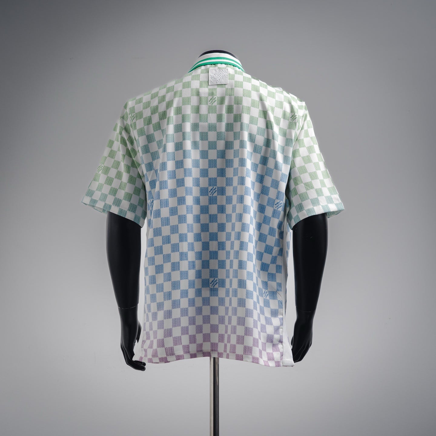 LV Damier Gradient Printed Silk & cotton Polo Short-Sleeved Shirt