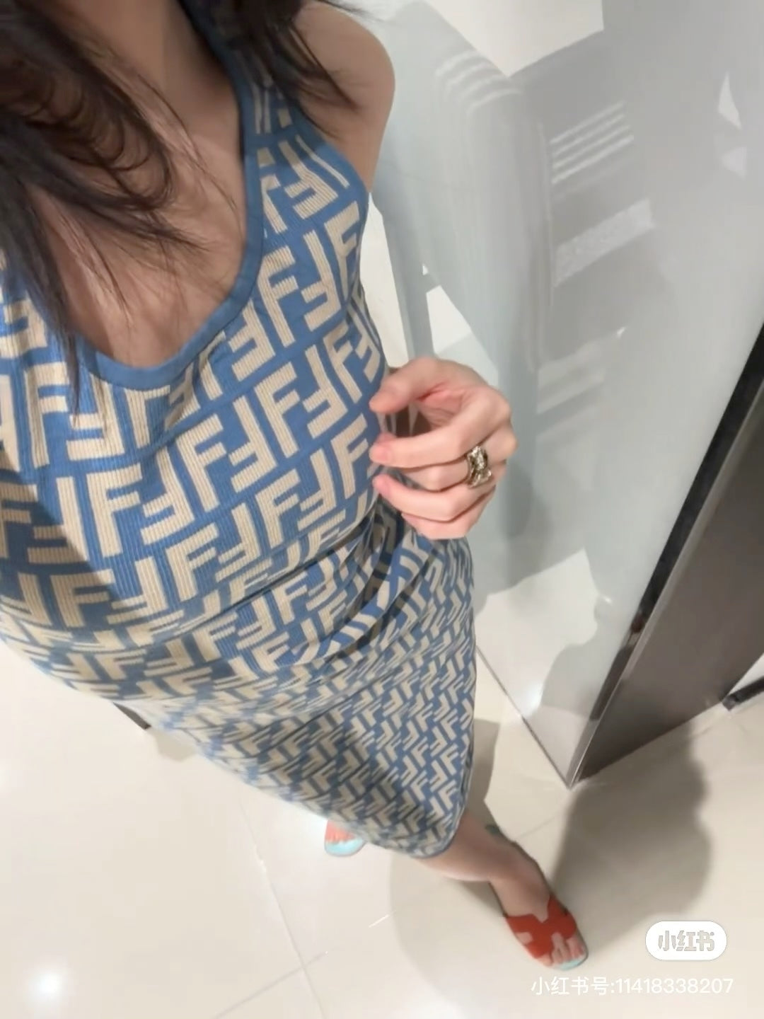 Fendi Blue FF Cotton Dress