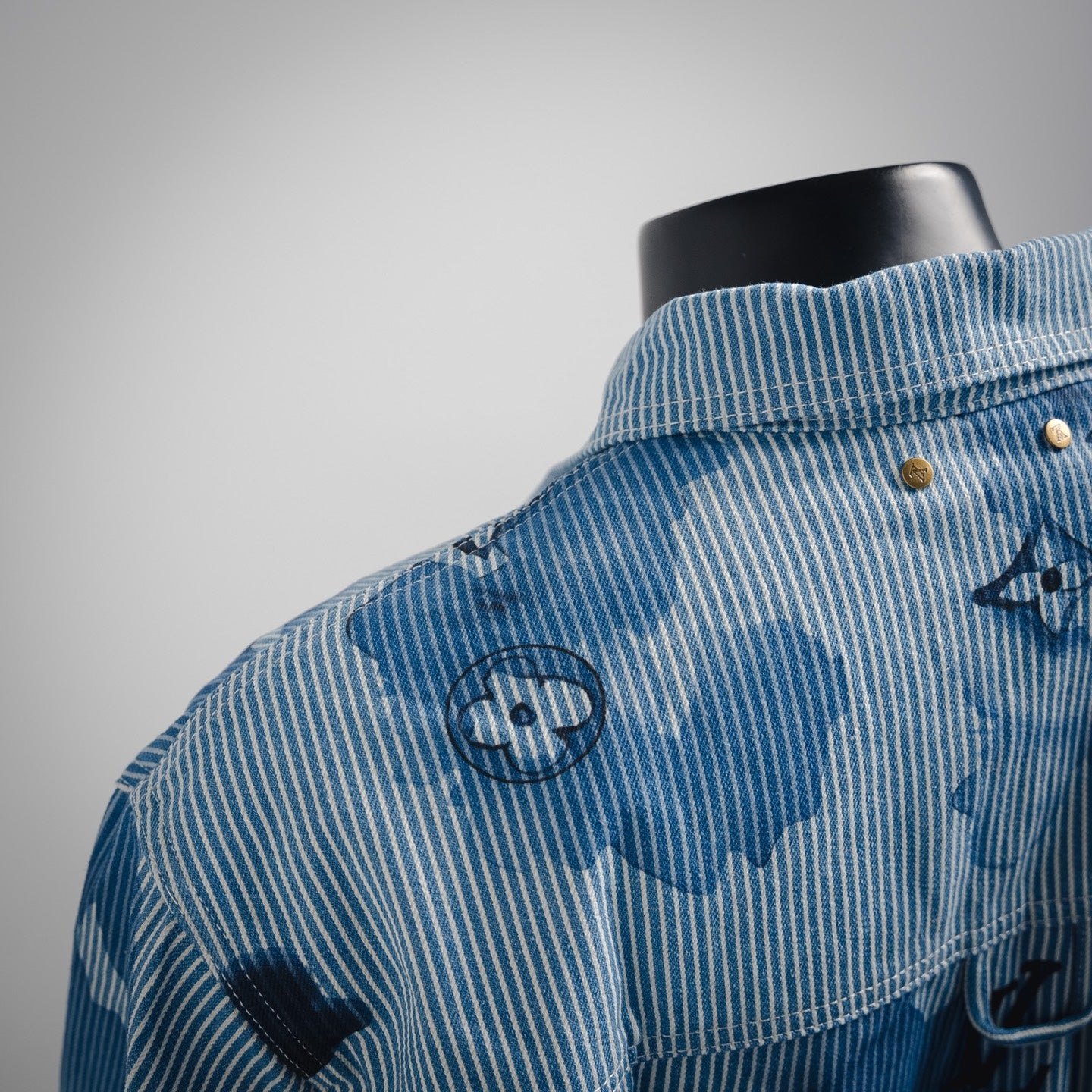 LV Striped Monogram Workwear Denim Shirt