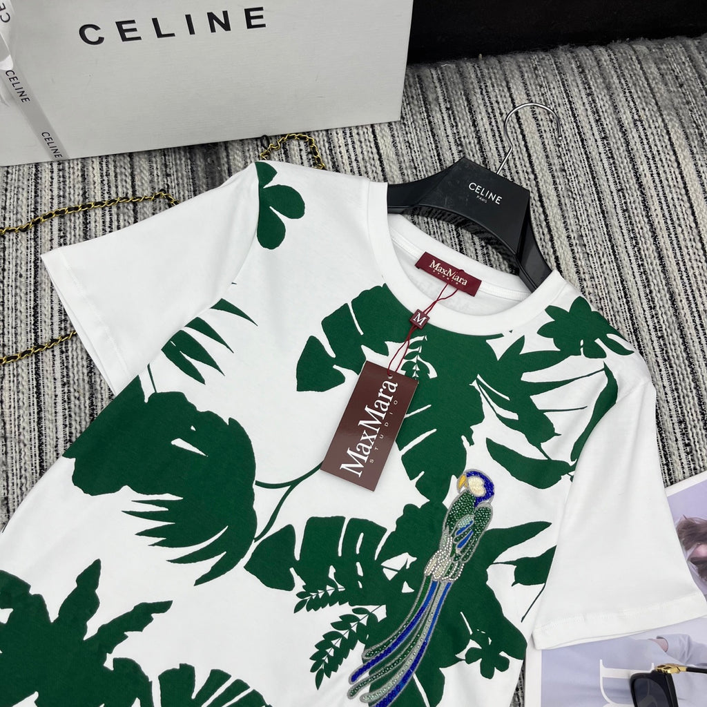 Max! embroidered logo round neck short sleeve T-shirt
