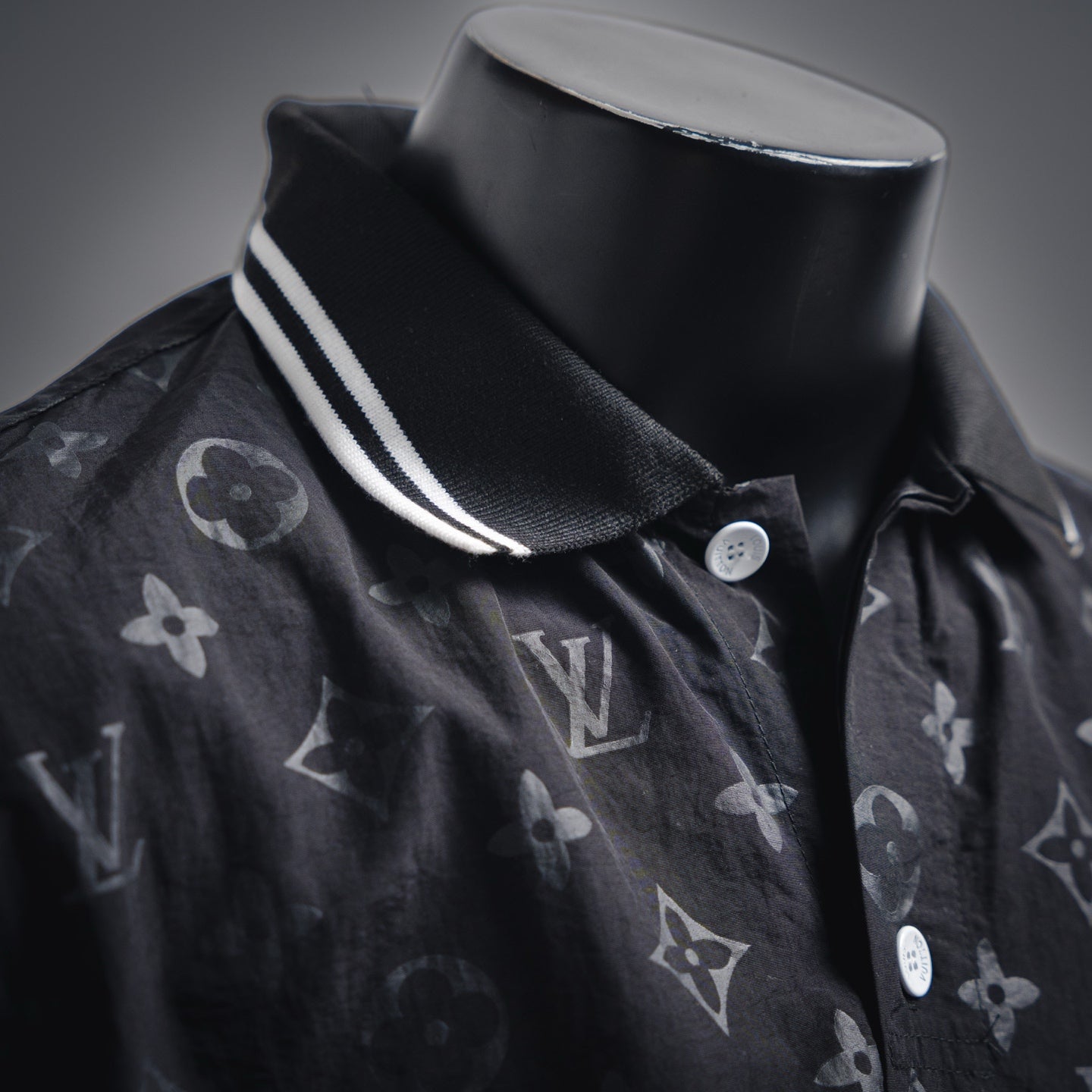LV Damier Gradient Printed Silk & cotton Polo Short-Sleeved Shirt