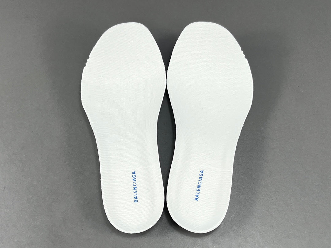 Balenciag! Cargo Round Toe Lace-Up Sneaker White & Blue