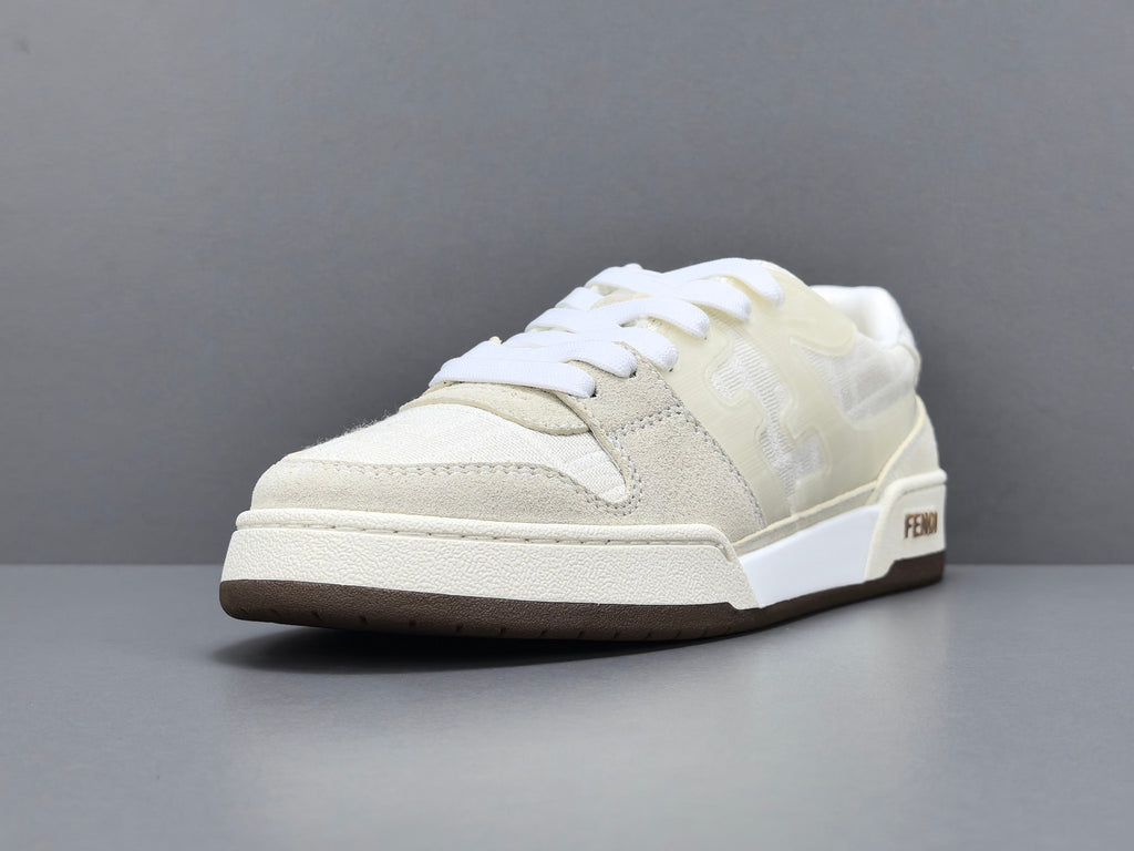 Fend! Match Sneakers FF Jacquard White Suede Fabric Low Tops