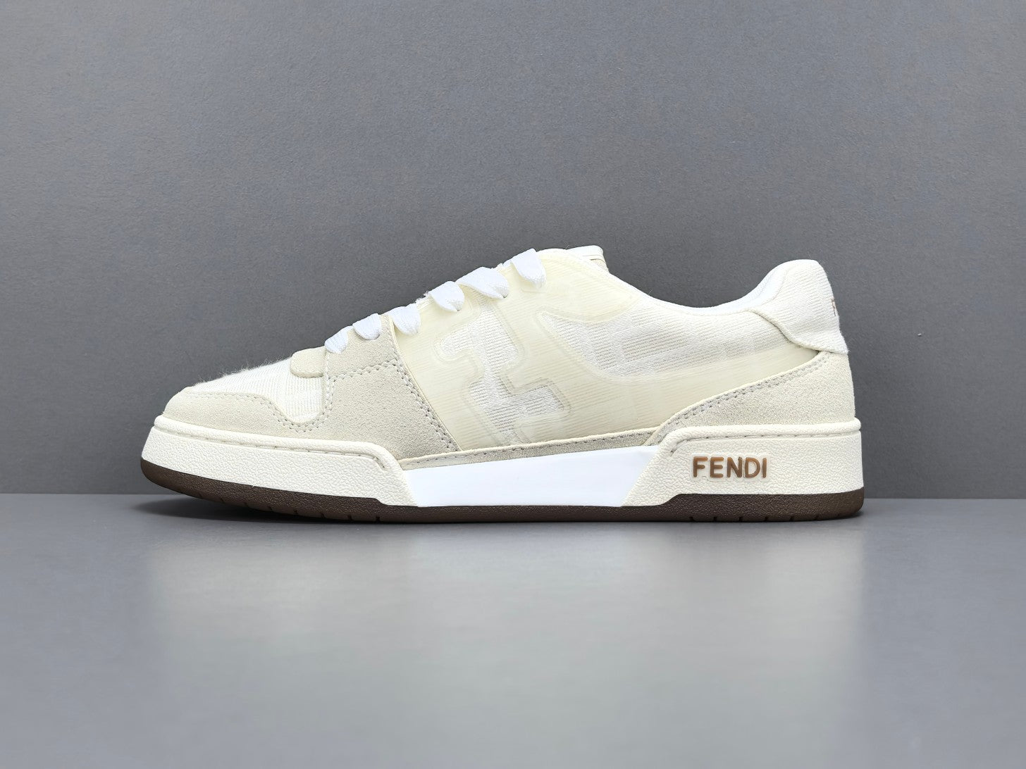 Fend! Match Sneakers FF Jacquard White Suede Fabric Low Tops