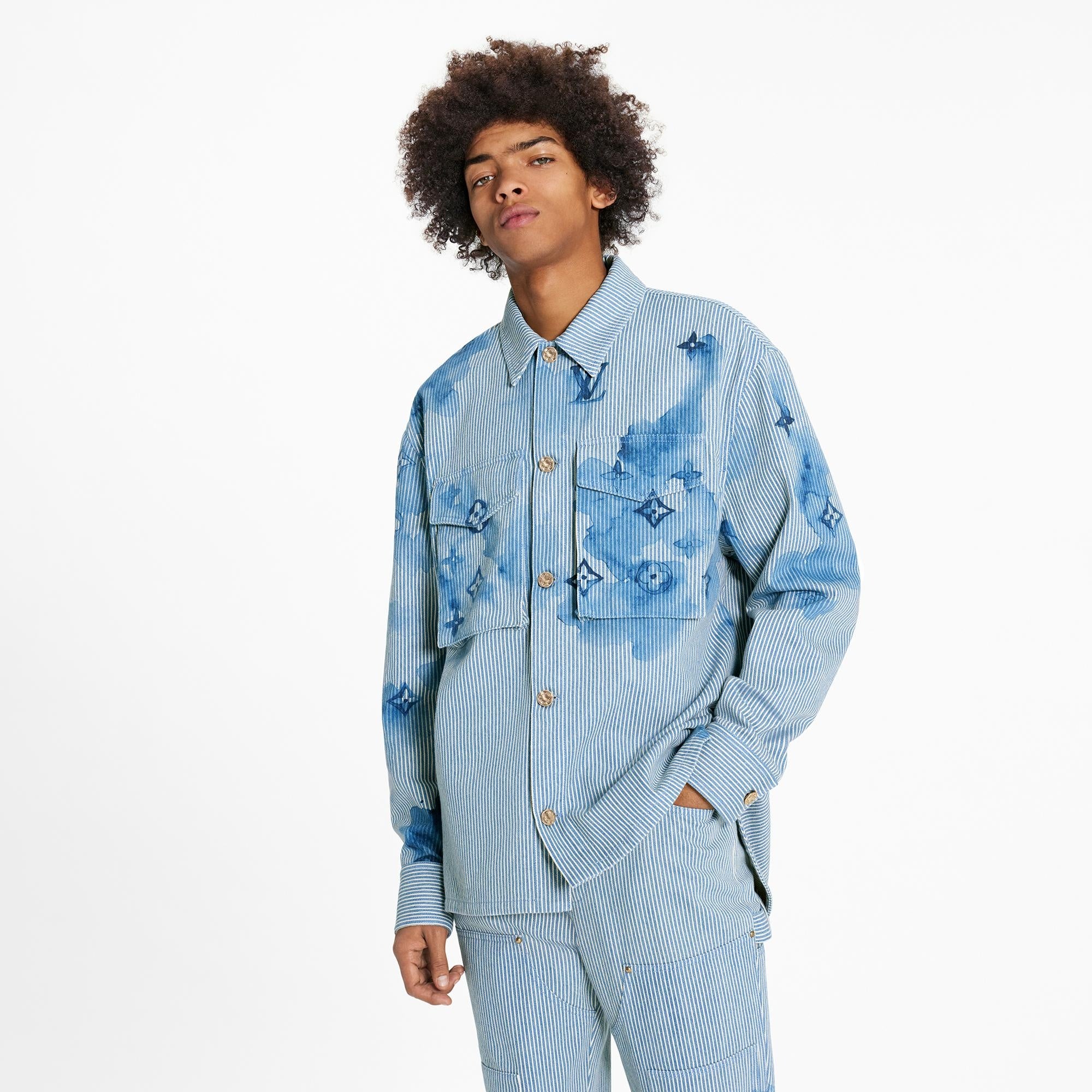 LV Striped Monogram Workwear Denim Shirt