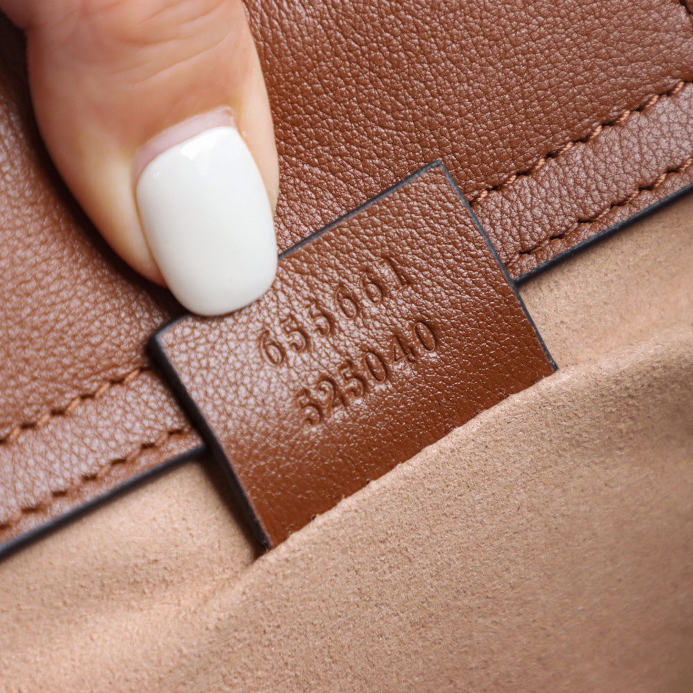 Gucc! Diana Small Tote Bag in Beige brown Leather