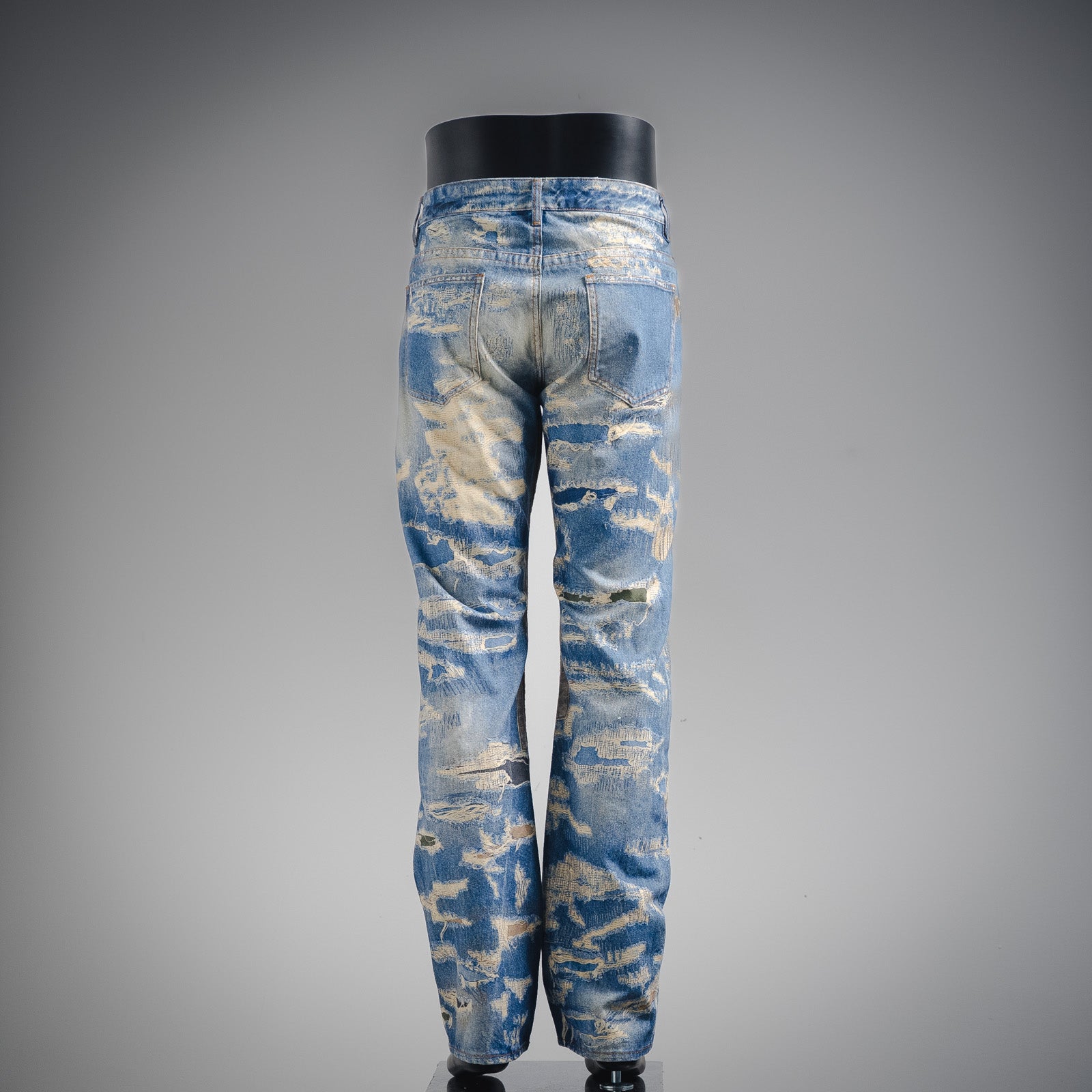 GIVENCH! Blue Distressed Straight-Leg Jeans