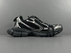 Balenciag! 3XL Mesh Lace-Up Distressed Low-Top Sneakers in Black & Silver