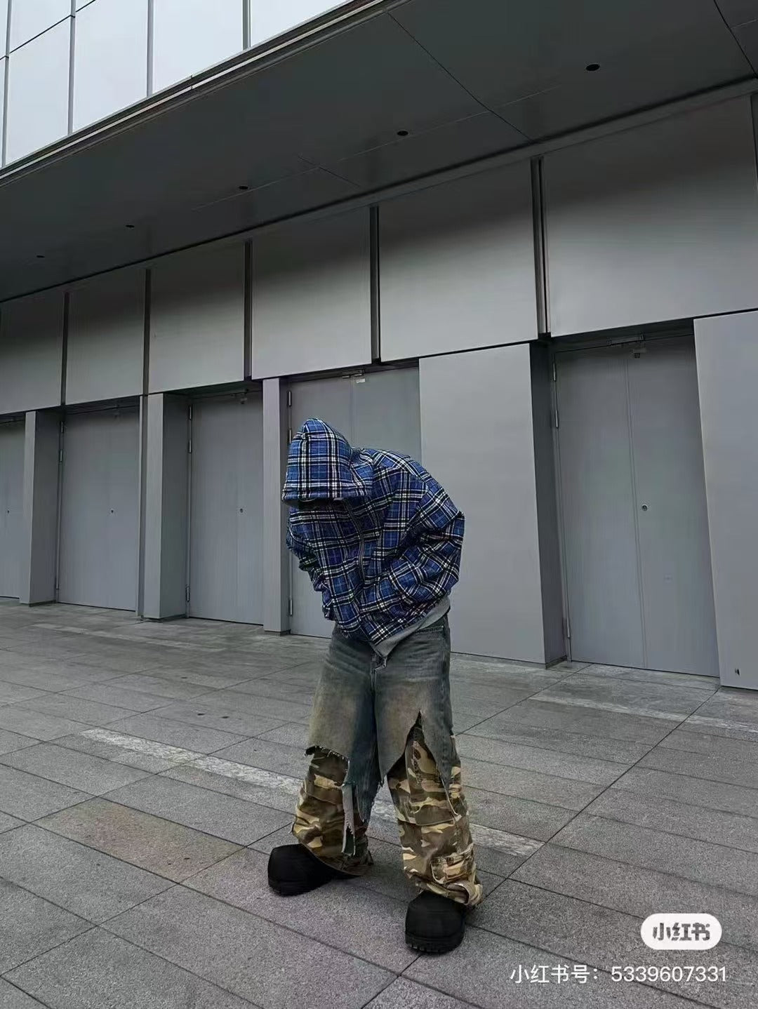 PROJEC! G/R Fake Layered Camouflage Washed Cargo Denim Jeans