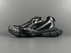 Balenciag! 3XL Mesh Lace-Up Distressed Low-Top Sneakers in Black & Silver