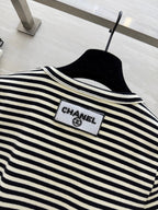 CHNE! Vintage Series U-neck Striped T-shirt