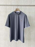 T-shirt ras du cou avec plaque logo Brunello Cucinell!
