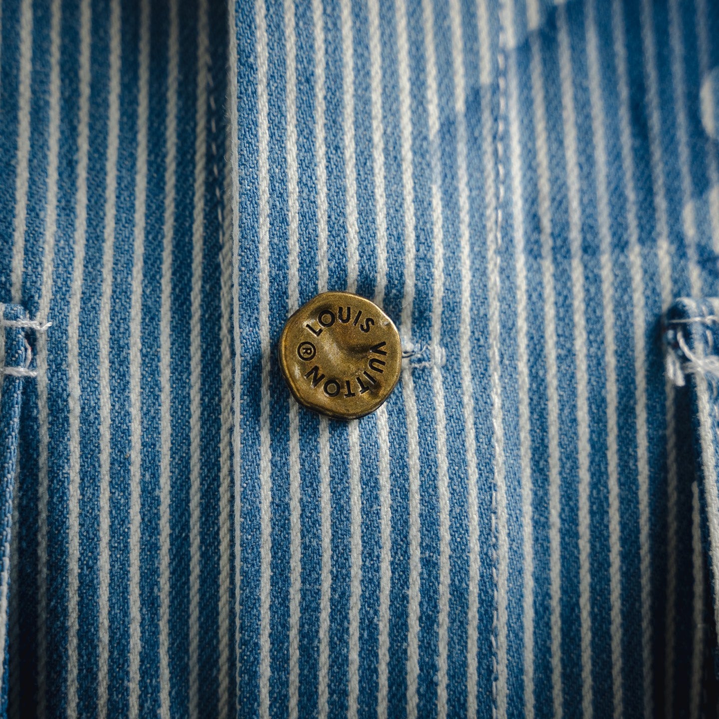 LV Striped Monogram Workwear Denim Shirt