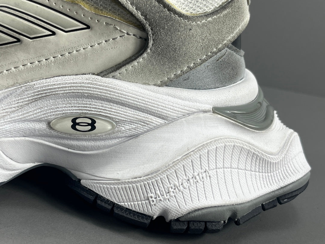 Balenciag! Cargo Round Toe Lace-Up Sneakers in White & gray
