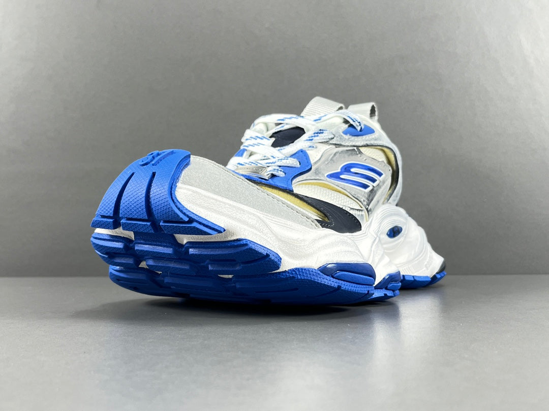 Balenciag! Cargo Round Toe Lace-Up Sneaker White & Blue