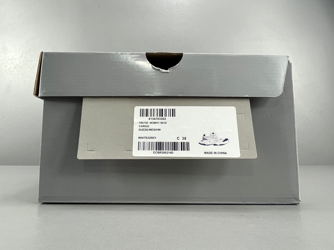 Balenciag! Cargo Round Toe Lace-Up Sneakers in White & gray