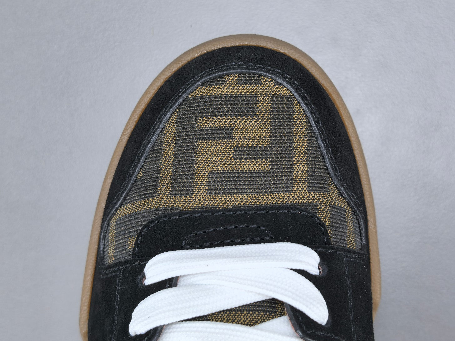 Fend! Match Sneakers Brown FF Jacquard & Black Suede Fabric Low Tops
