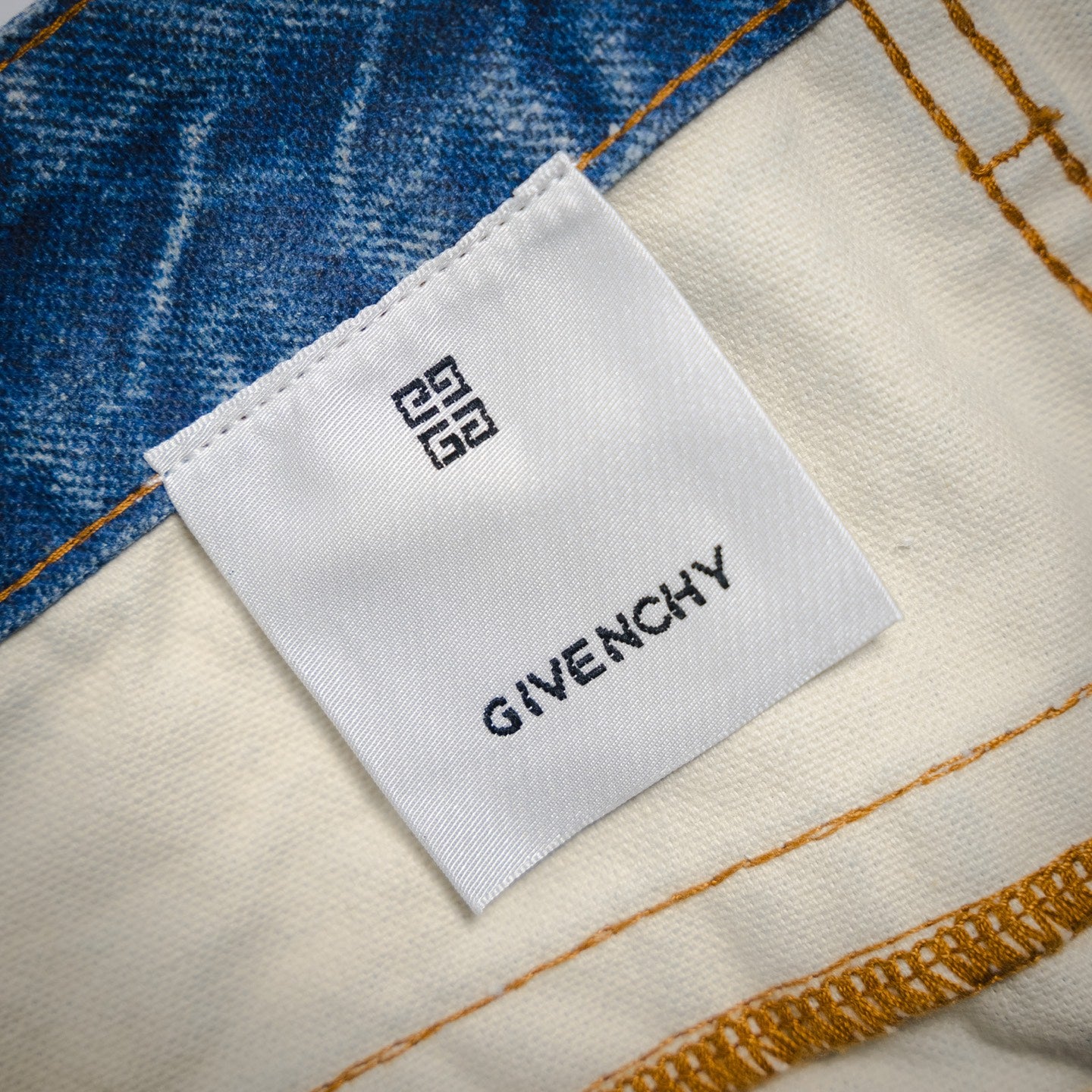 GIVENCH! Blue Distressed Straight-Leg Jeans