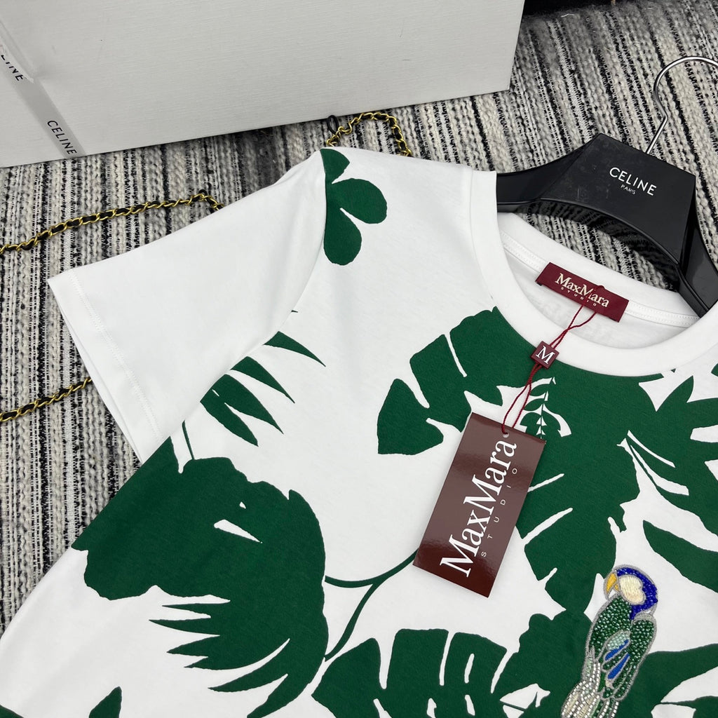 Max! embroidered logo round neck short sleeve T-shirt