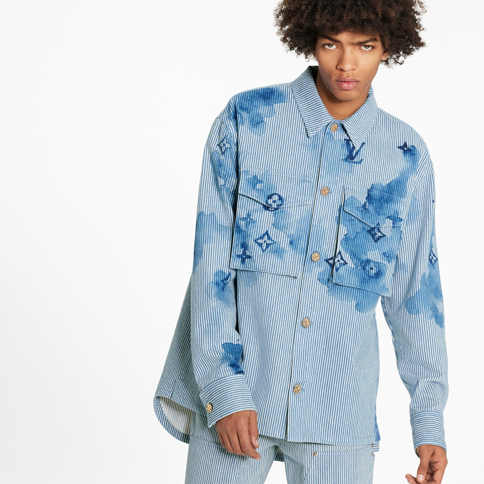 LV Striped Monogram Workwear Denim Shirt