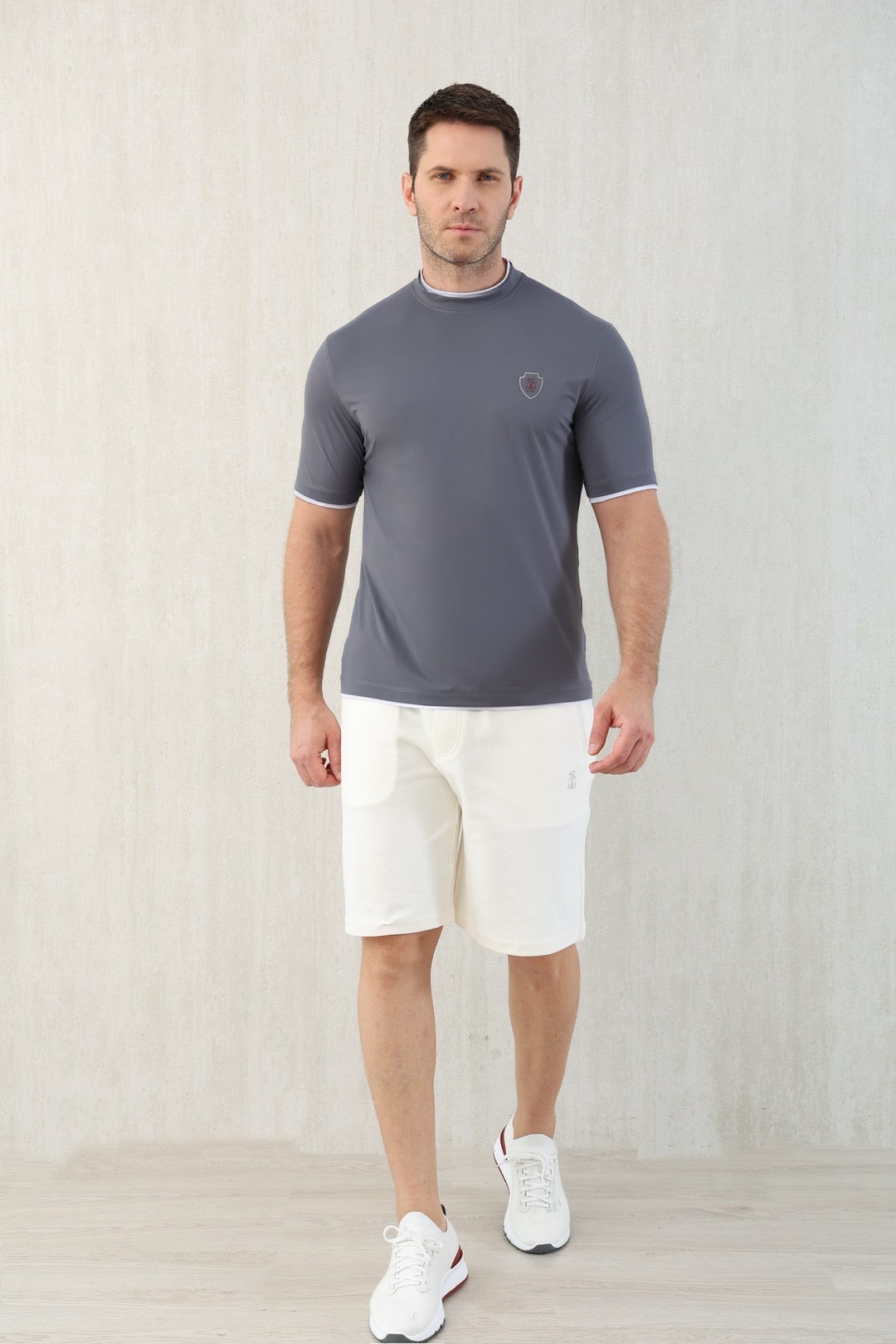 T-shirt ras du cou avec plaque logo Brunello Cucinell!