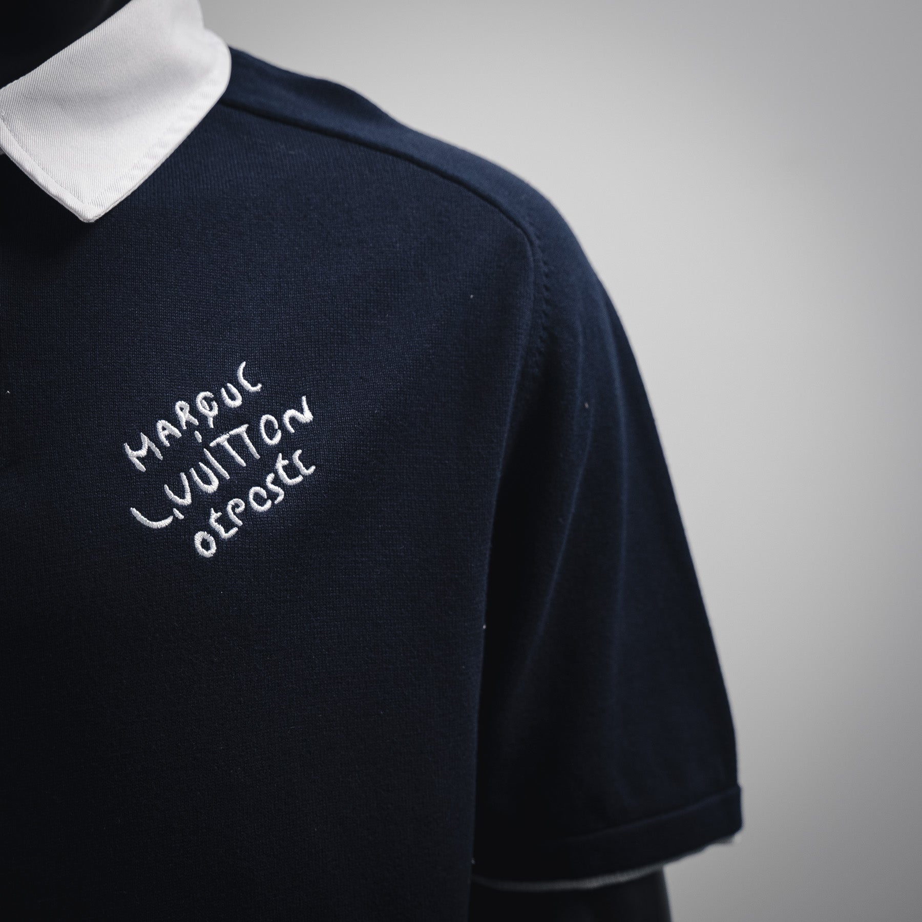 LV Embroidered Short-Sleeved Cotton Blend Polo Shirt