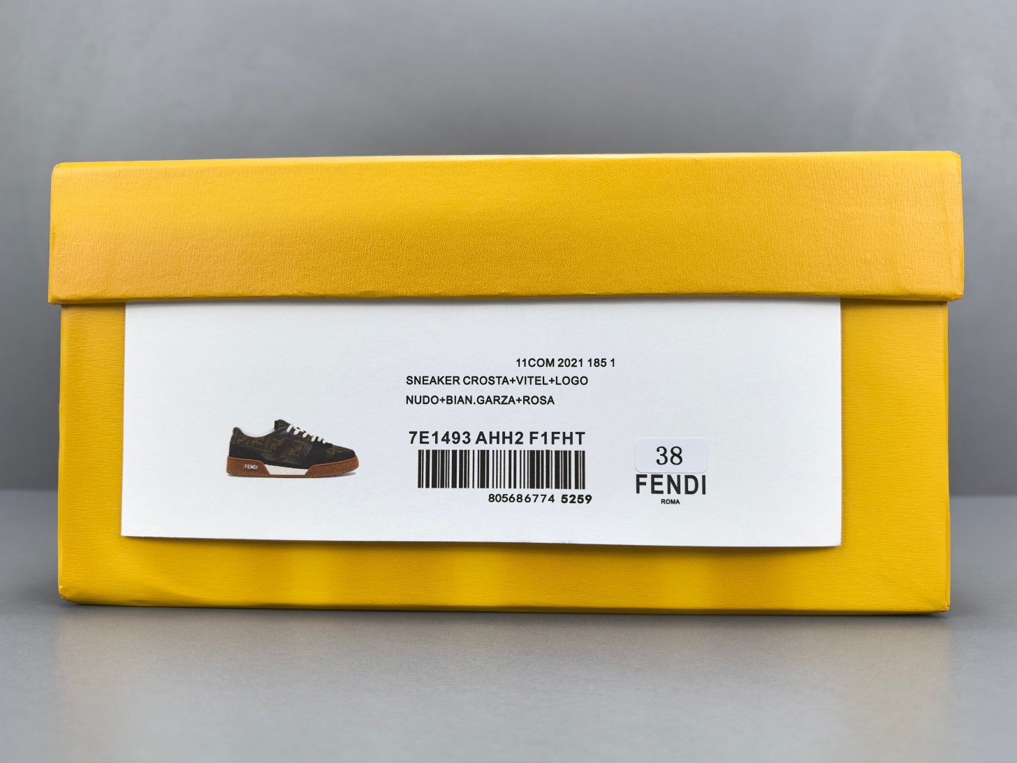 Fend! Match Sneakers Brown FF Jacquard & Black Suede Fabric Low Tops
