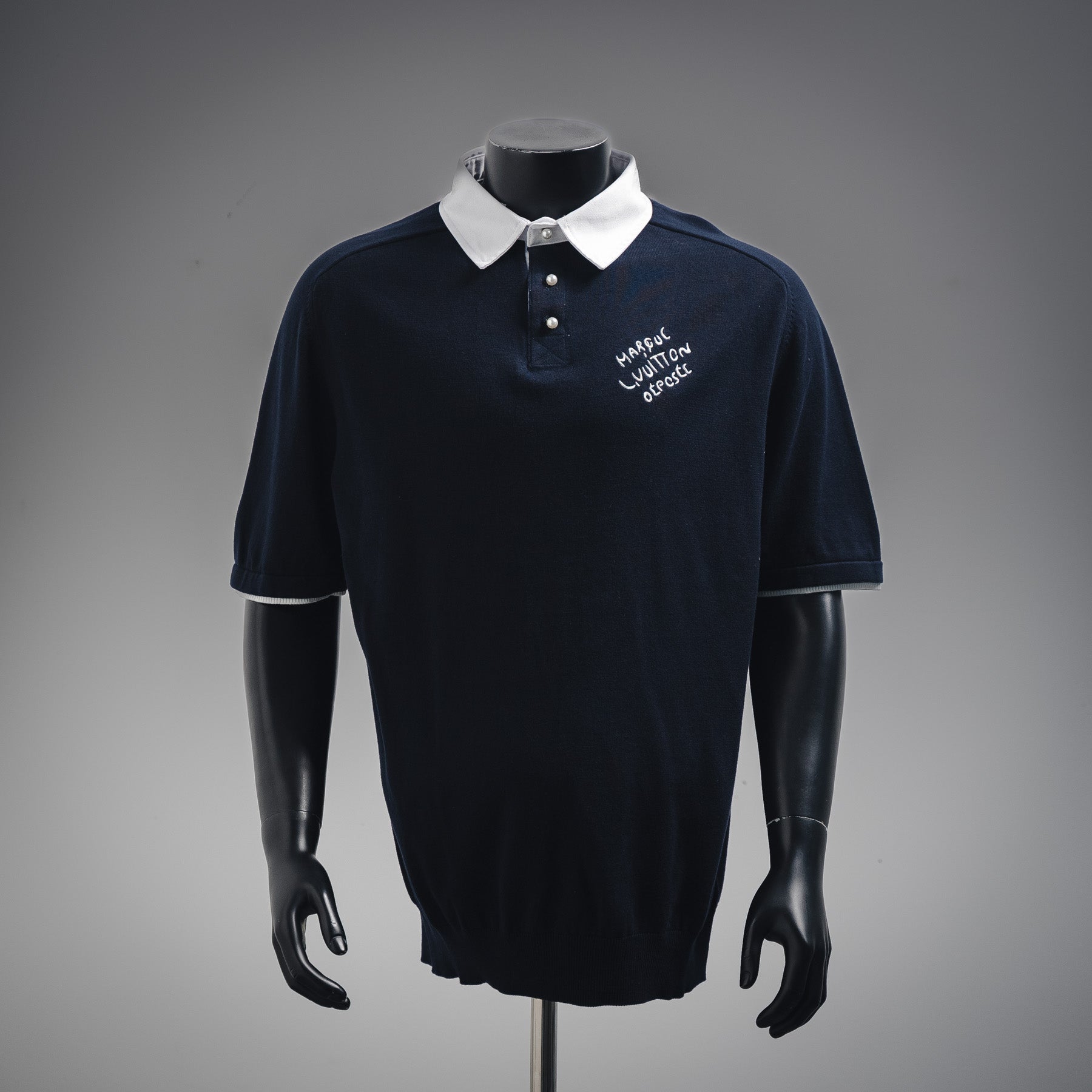 LV Embroidered Short-Sleeved Cotton Blend Polo Shirt