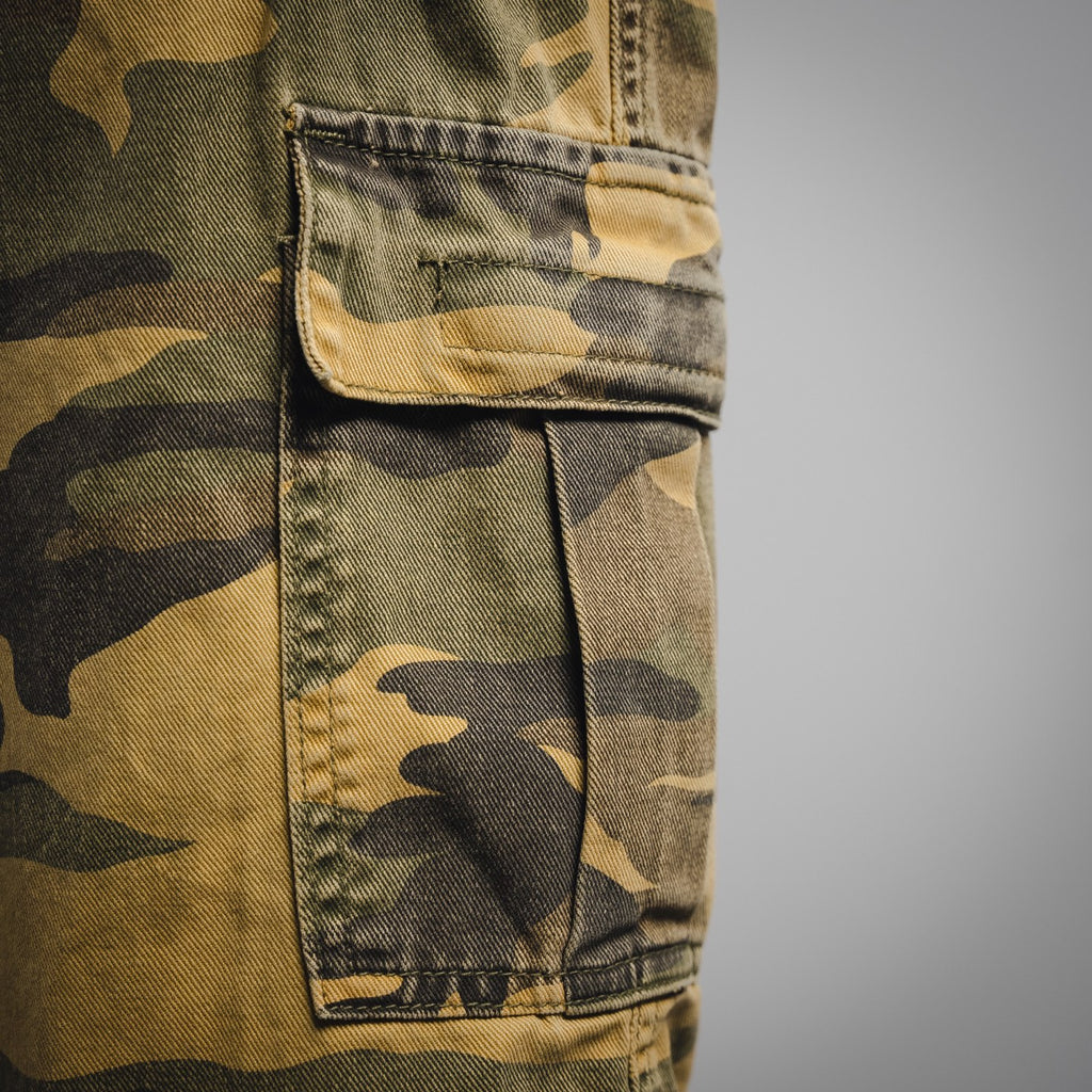 PROJEC! G/R Fake Layered Camouflage Washed Cargo Denim Jeans