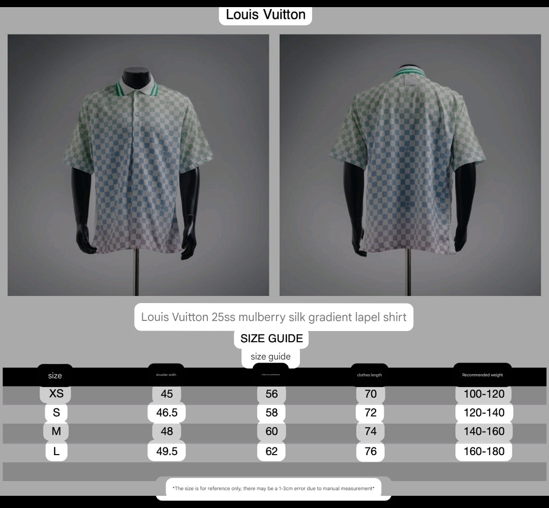 LV Damier Gradient Printed Silk & cotton Polo Short-Sleeved Shirt