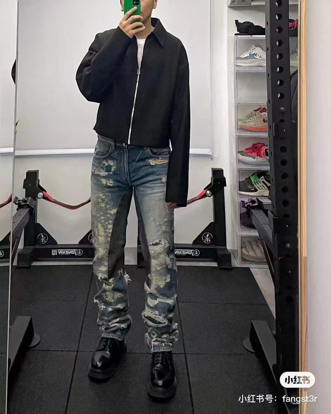 GIVENCH! Blue Distressed Straight-Leg Jeans