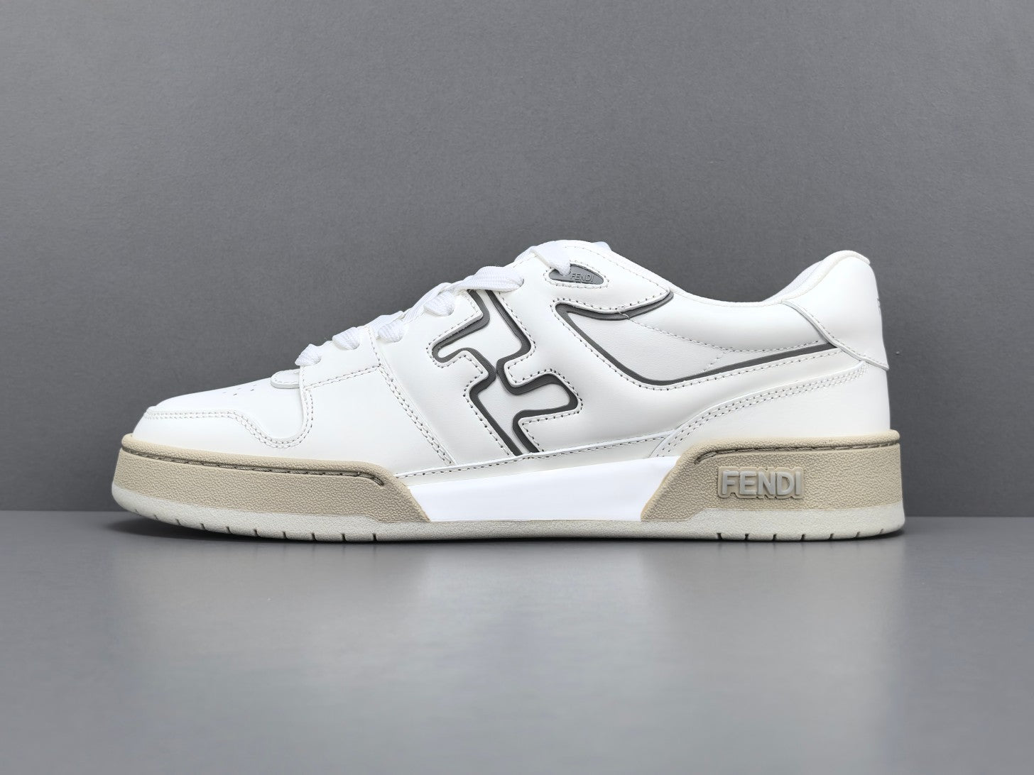 Fend! Match Sneakers FF Jacquard White & Black Suede Fabric Low Tops