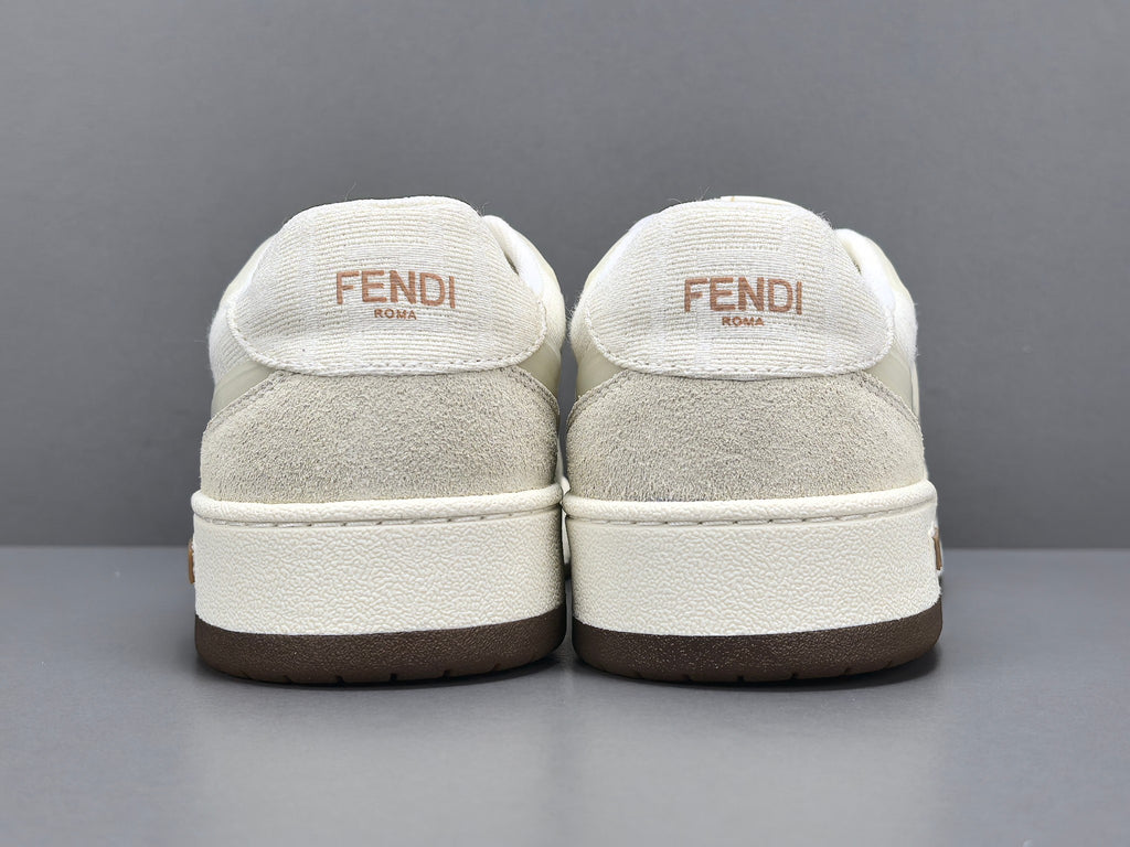 Fend! Match Sneakers FF Jacquard White Suede Fabric Low Tops