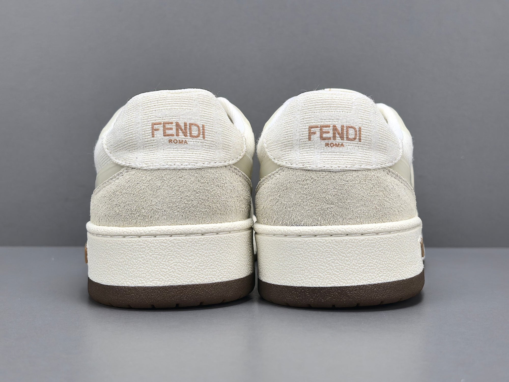 Fend! Match Sneakers FF Jacquard White Suede Fabric Low Tops