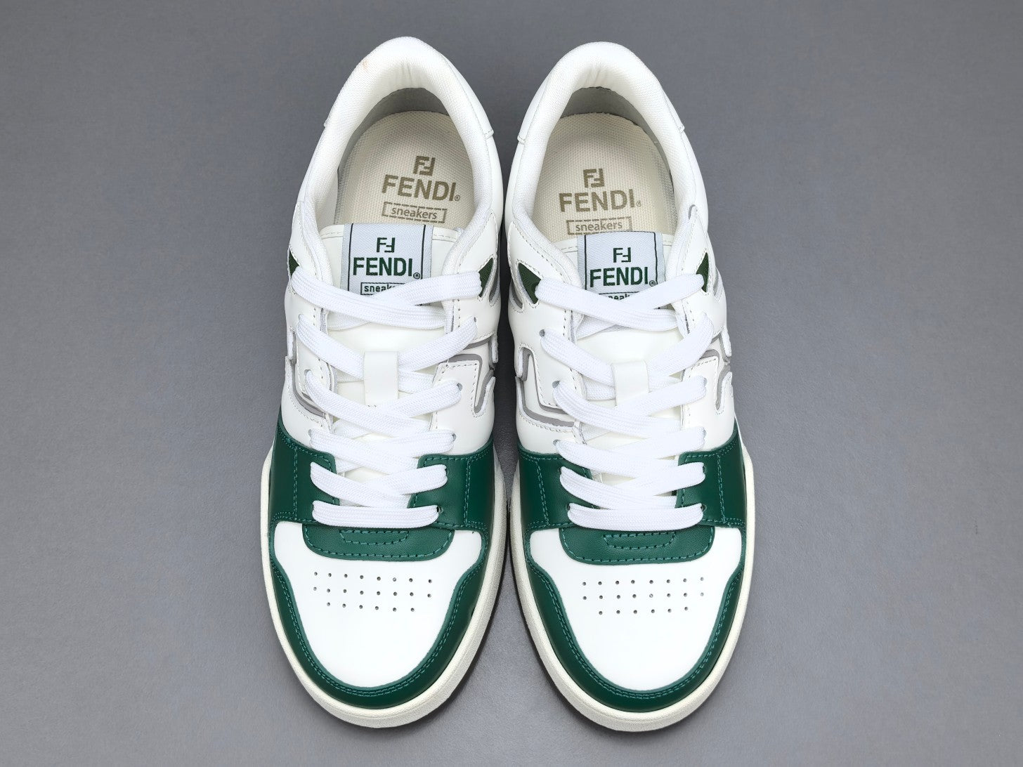 Fend! Match Sneakers FF Jacquard White Suede Fabric Low Tops