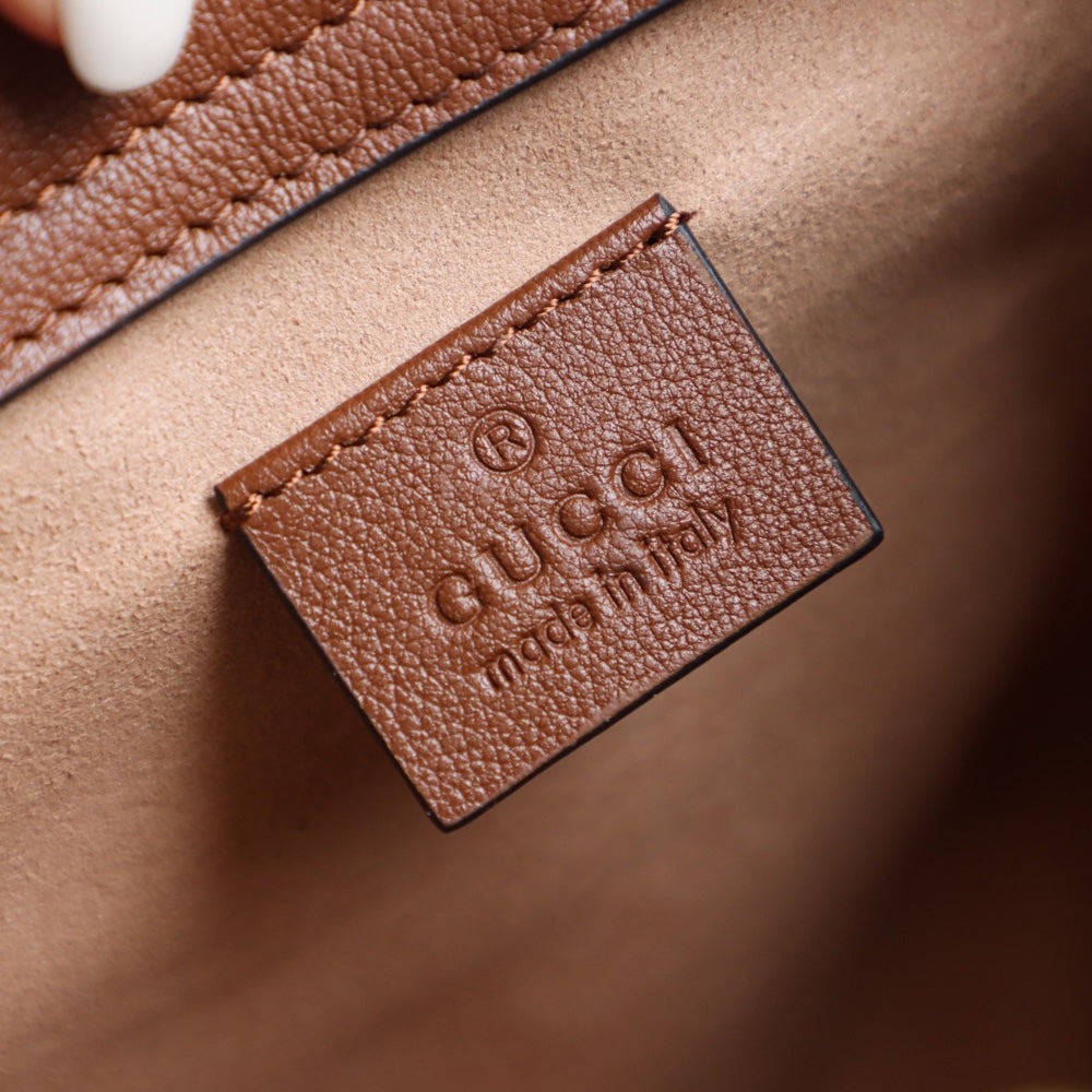Gucc! Diana Small Tote Bag in Beige brown Leather