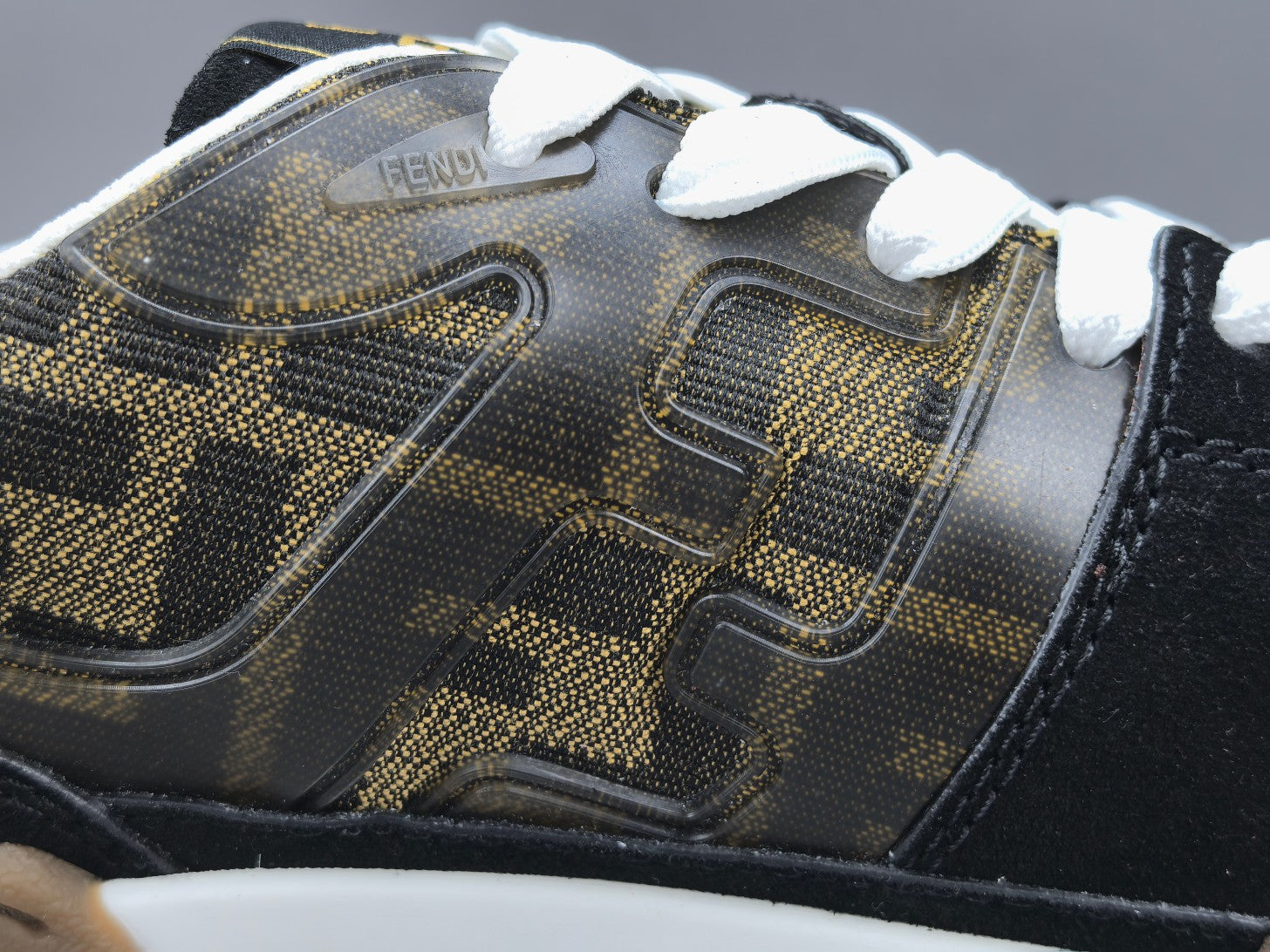 Fend! Match Sneakers Brown FF Jacquard & Black Suede Fabric Low Tops
