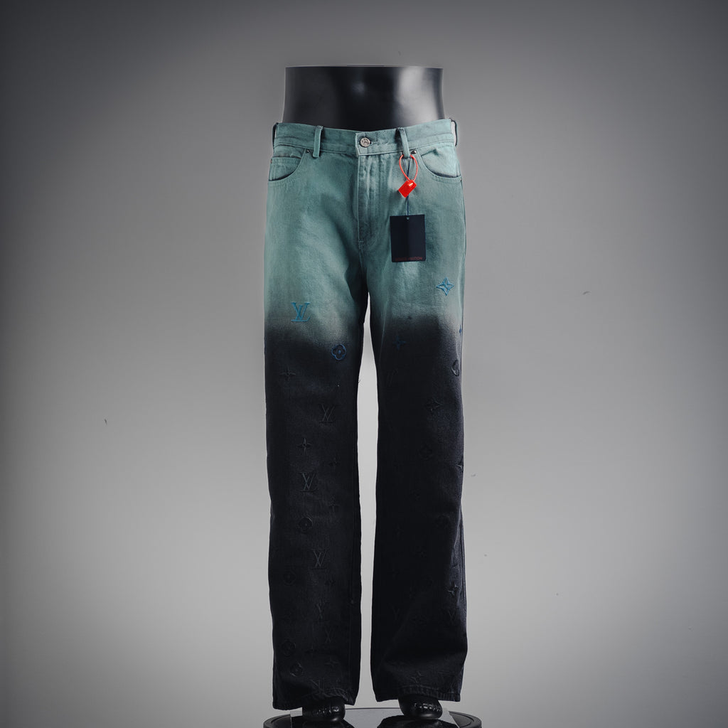 LV Embroidered Denim Pants 'Light Blue'