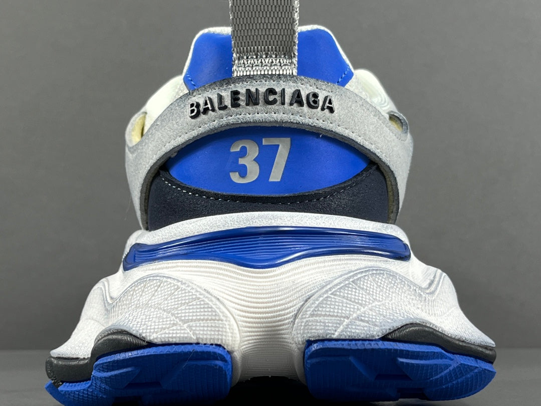 Balenciag! Cargo Round Toe Lace-Up Sneaker White & Blue