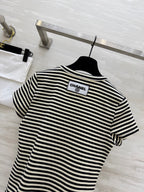 CHNE! Vintage Series U-neck Striped T-shirt