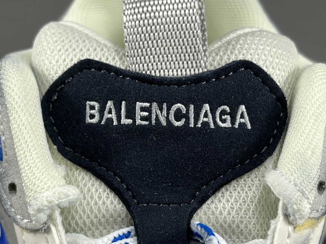 Balenciag! Cargo Round Toe Lace-Up Sneaker White & Blue