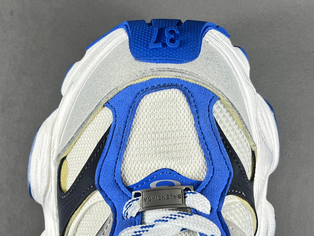 Balenciag! Cargo Round Toe Lace-Up Sneaker White & Blue
