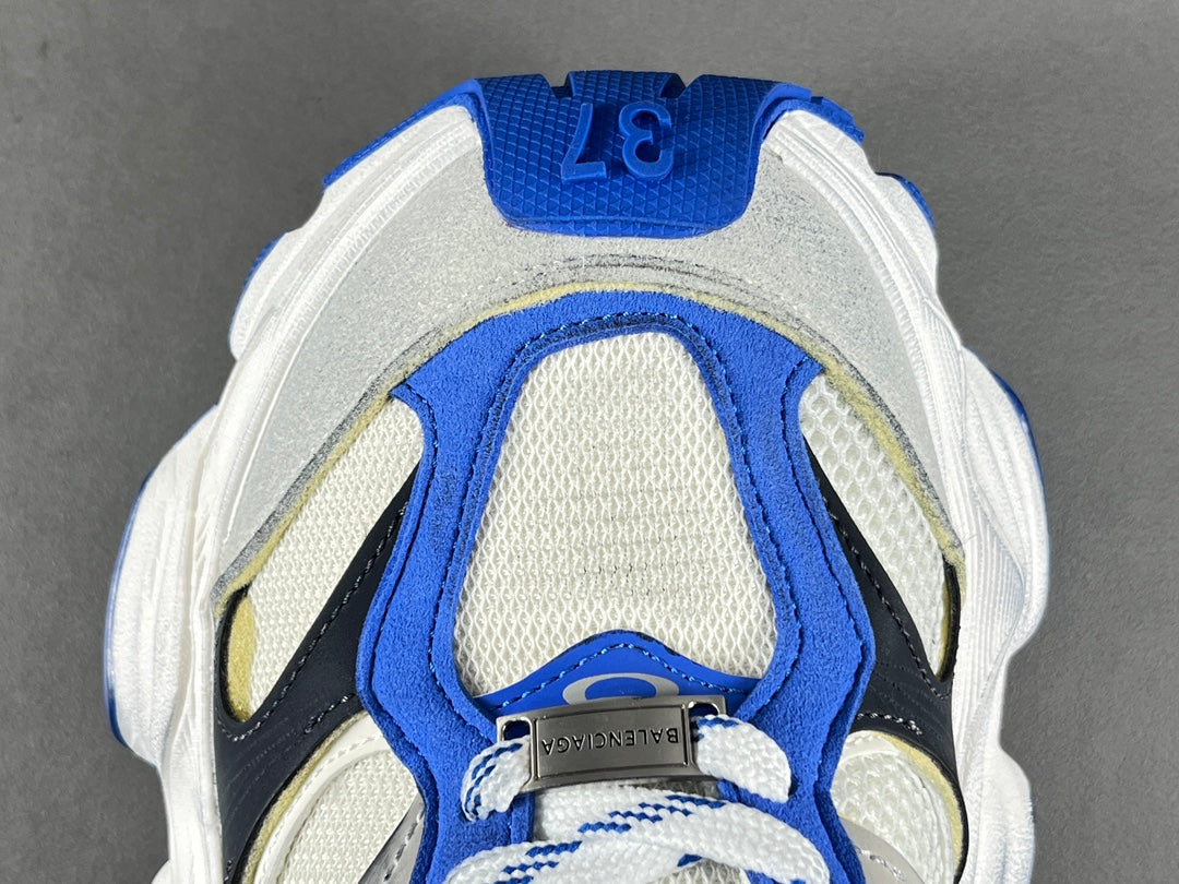 Balenciag! Cargo Round Toe Lace-Up Sneaker White & Blue