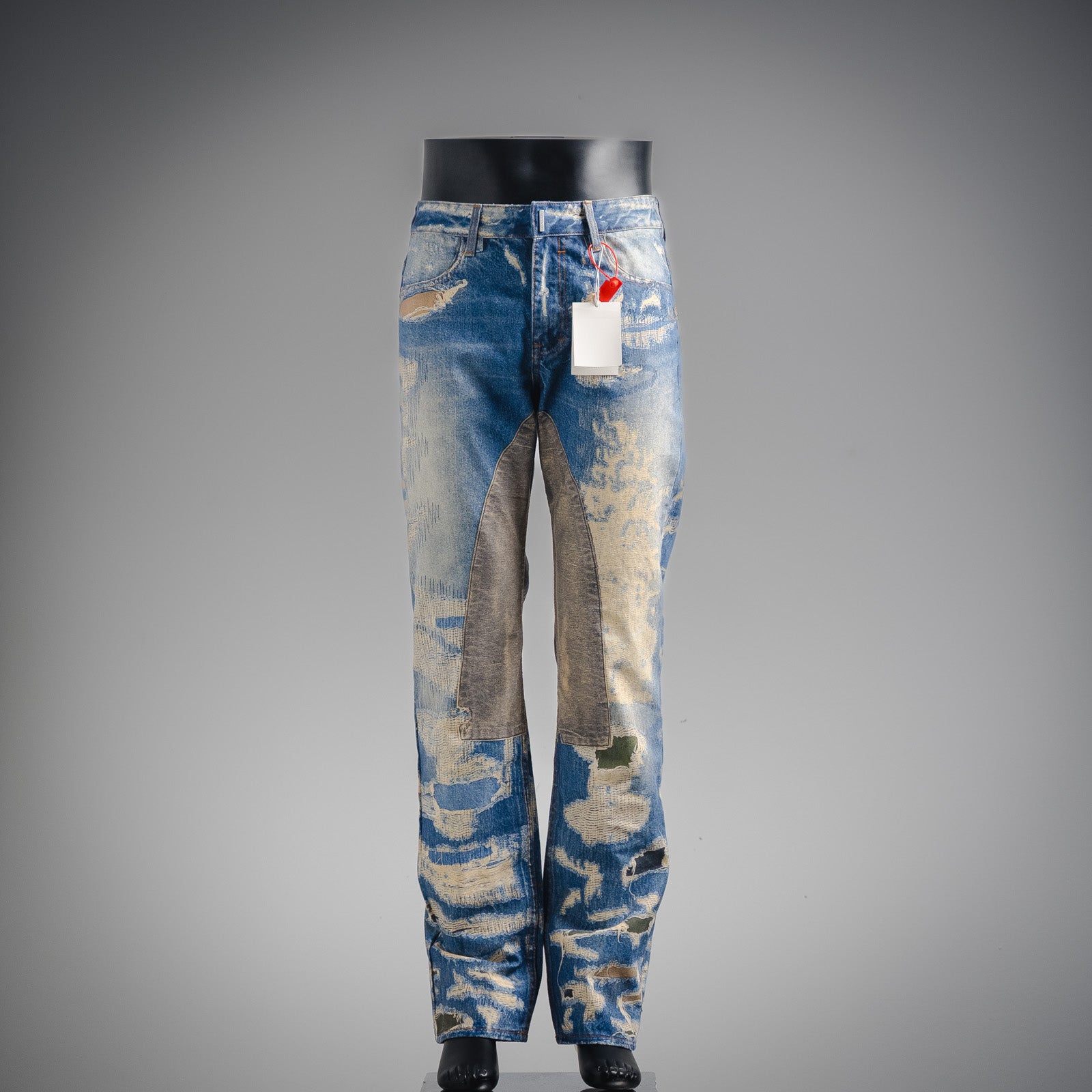 GIVENCH! Blue Distressed Straight-Leg Jeans