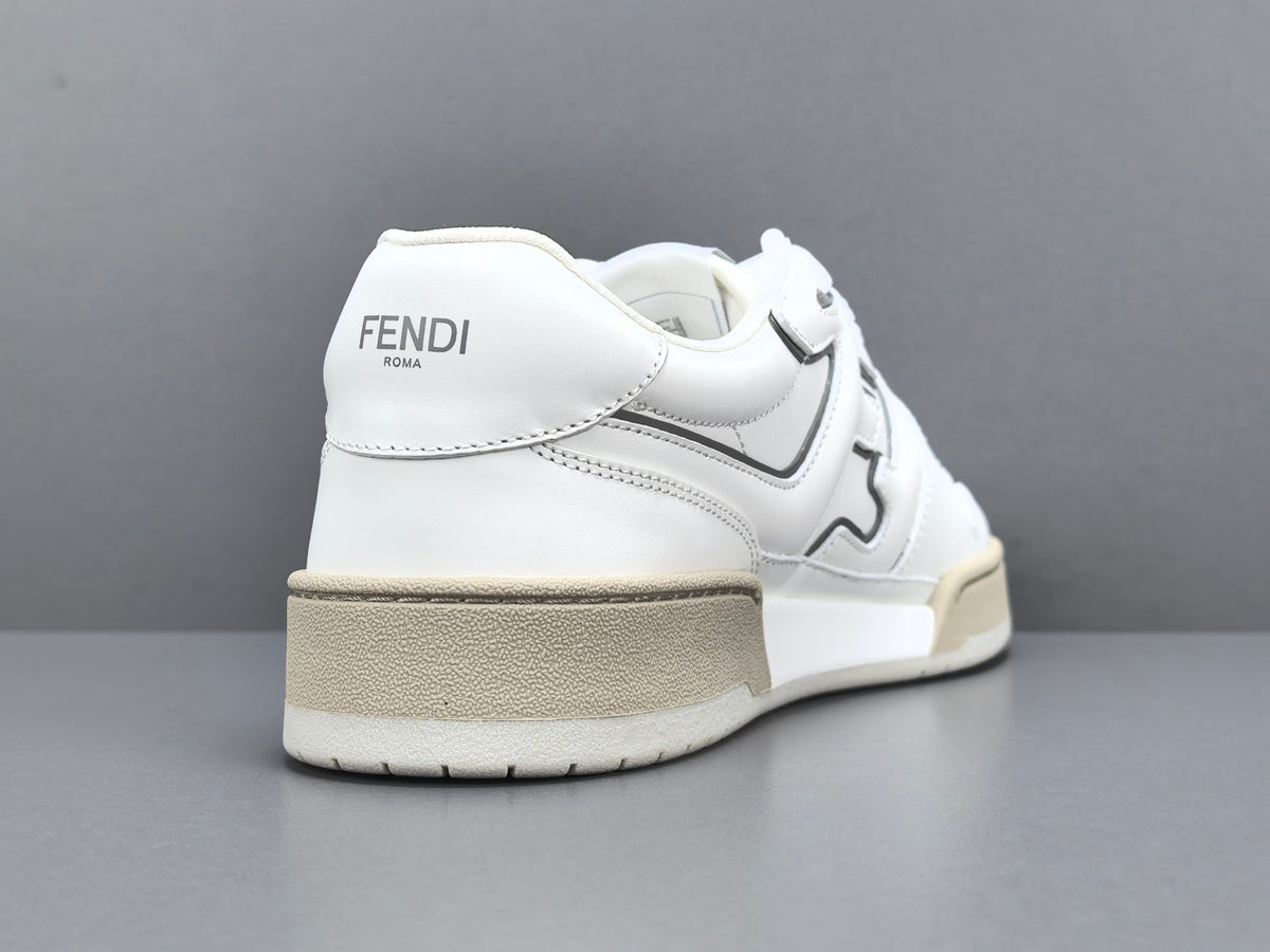 Fend! Match Sneakers FF Jacquard White & Black Suede Fabric Low Tops