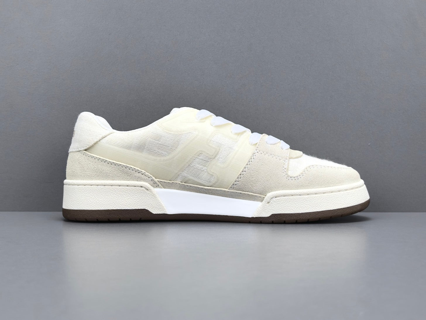 Fend! Match Sneakers FF Jacquard White Suede Fabric Low Tops