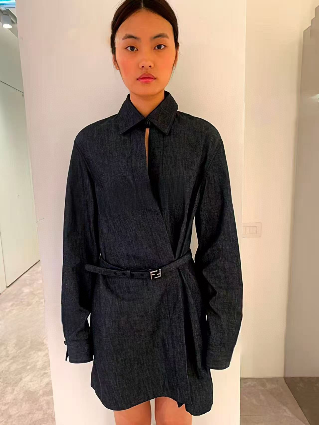 Fendi Short Shirt Collar Neck Dress