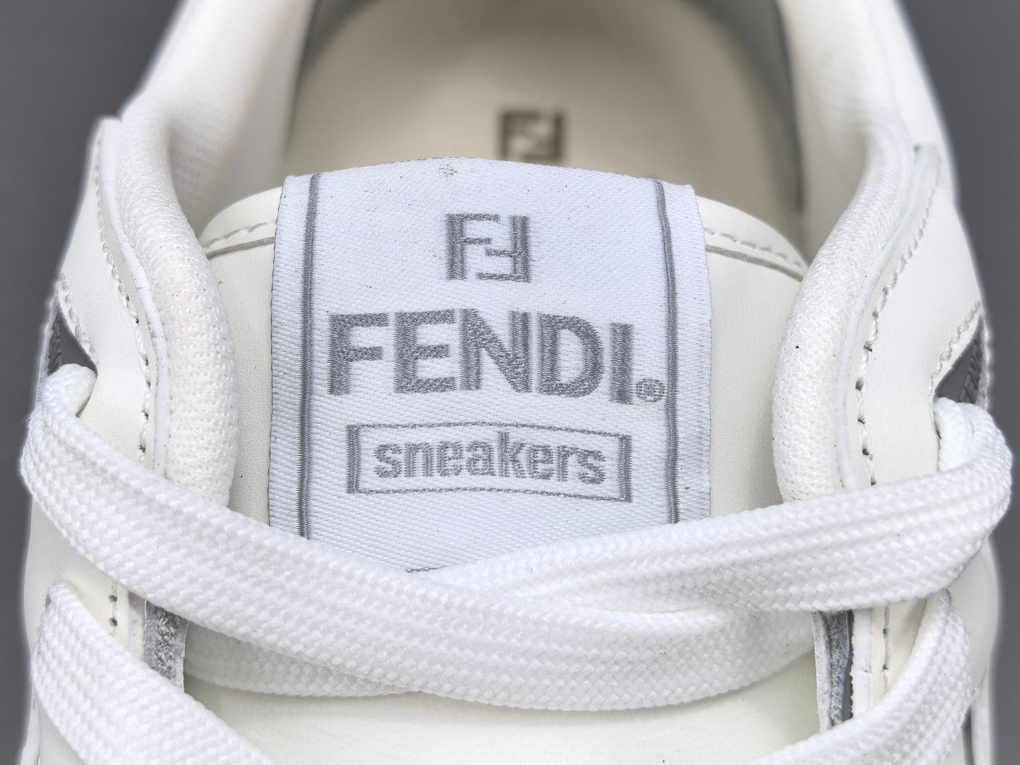 Fend! Match Sneakers FF Jacquard White & Black Suede Fabric Low Tops