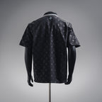 قميص بولو LV Damier Gradient المطبوع من الحرير والقطن بأكمام قصيرة