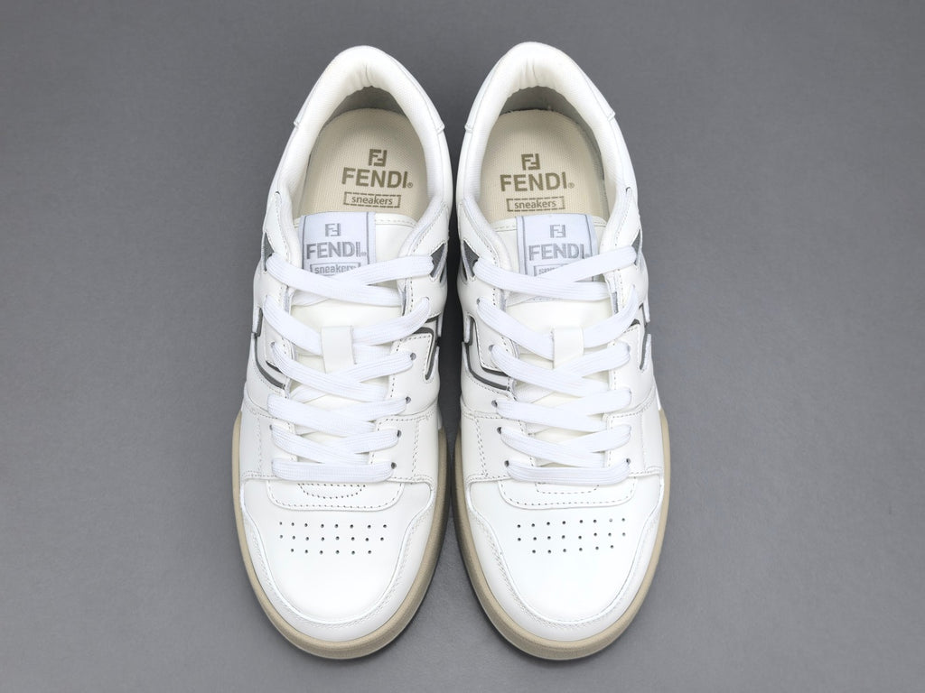 Fend! Match Sneakers FF Jacquard White & Black Suede Fabric Low Tops